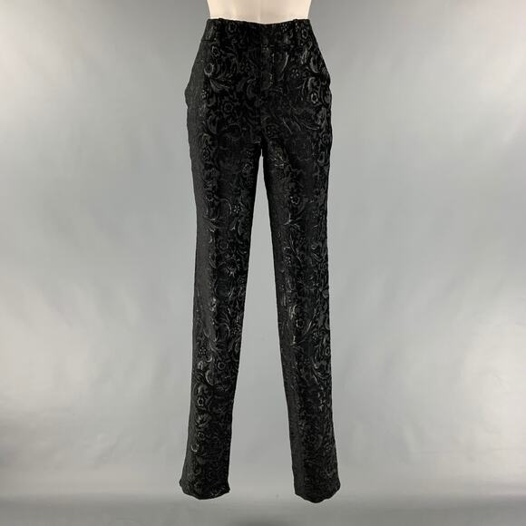 GUCCI Size 4 Black Rayon Blend Jacquard Low Rise Dress Pants - Picture 1 of 7